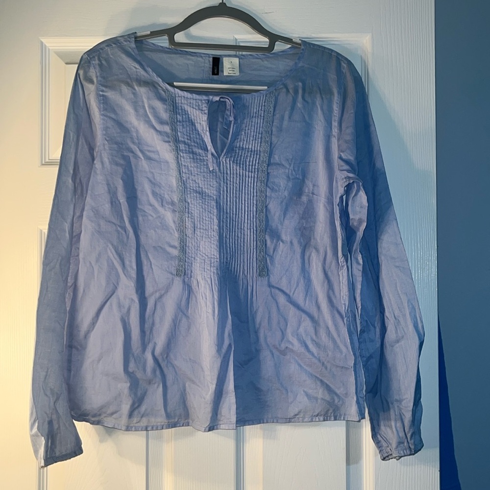 J Crew Blue Pleated-front Top